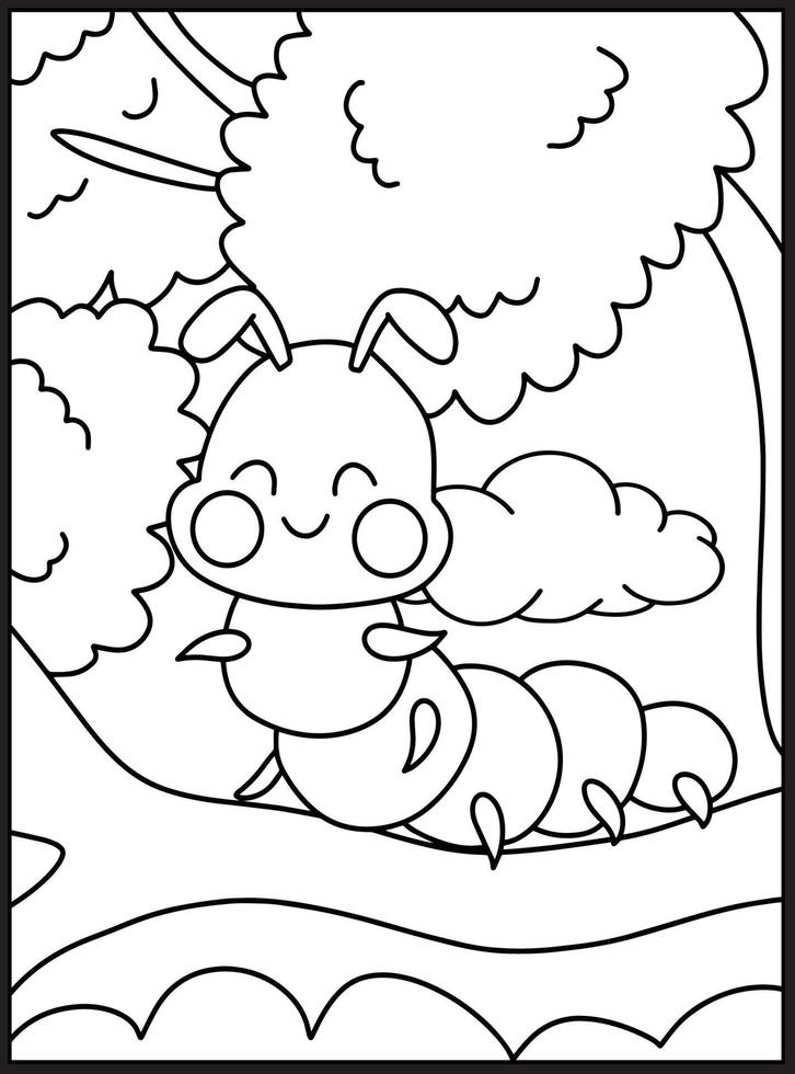 Cute Bugs and Insects Coloring pages vector