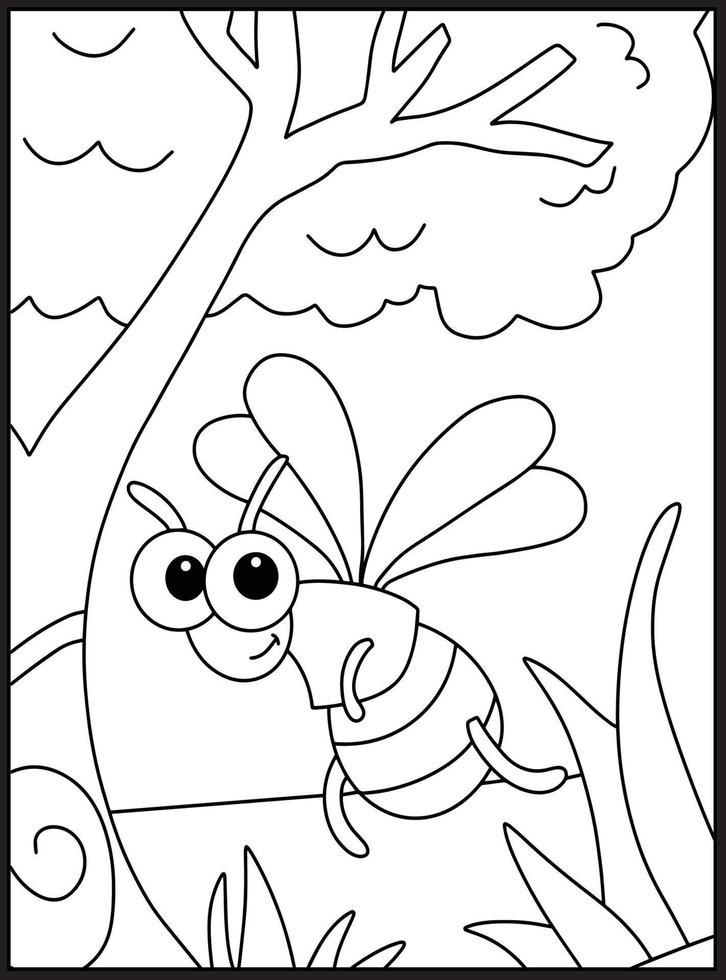 Cute Bugs and Insects Coloring pages vector