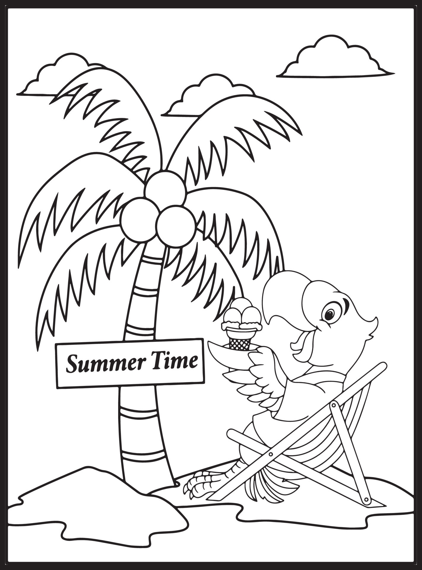 Summer Coloring Pages for Kids 23155117 Vector Art at Vecteezy