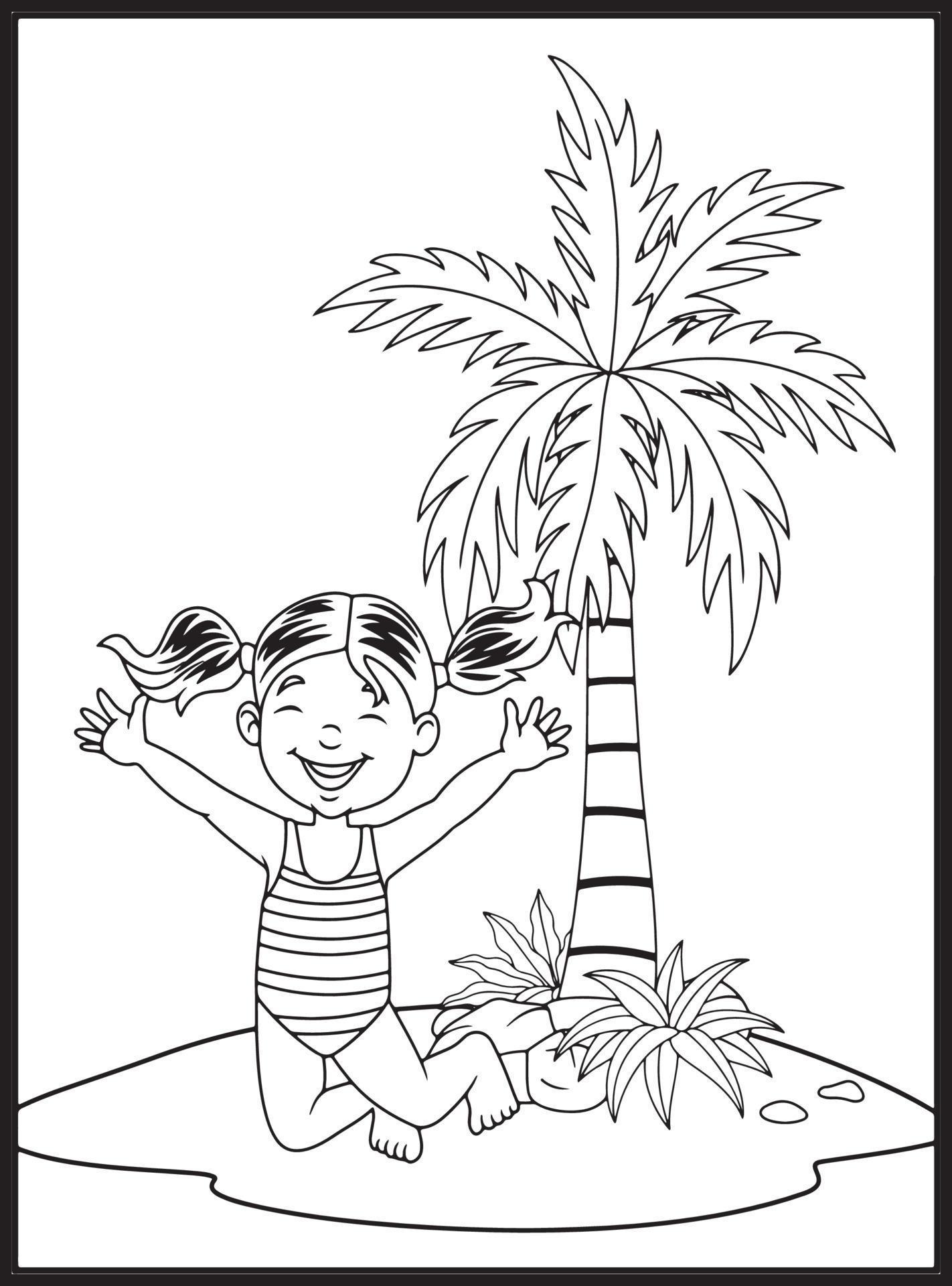 Summer Coloring Pages for Kids 23155122 Vector Art at Vecteezy