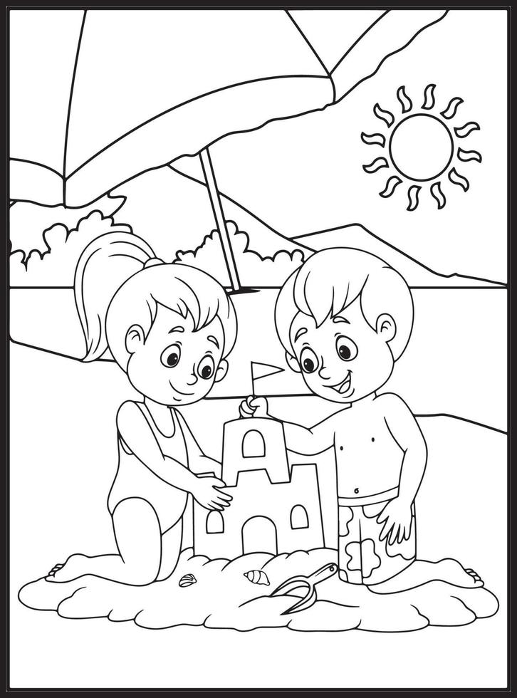 dibujos de verano para colorear para niños 23155124 Vector en Vecteezy