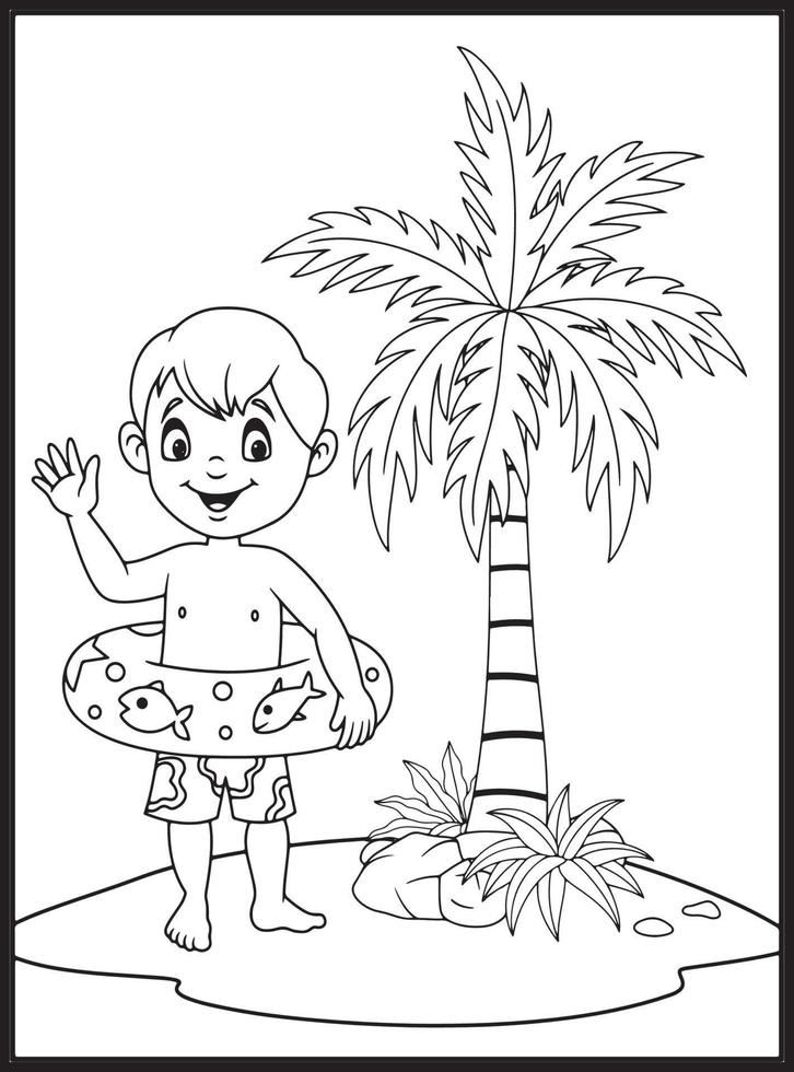 Summer Coloring Pages for Kids vector