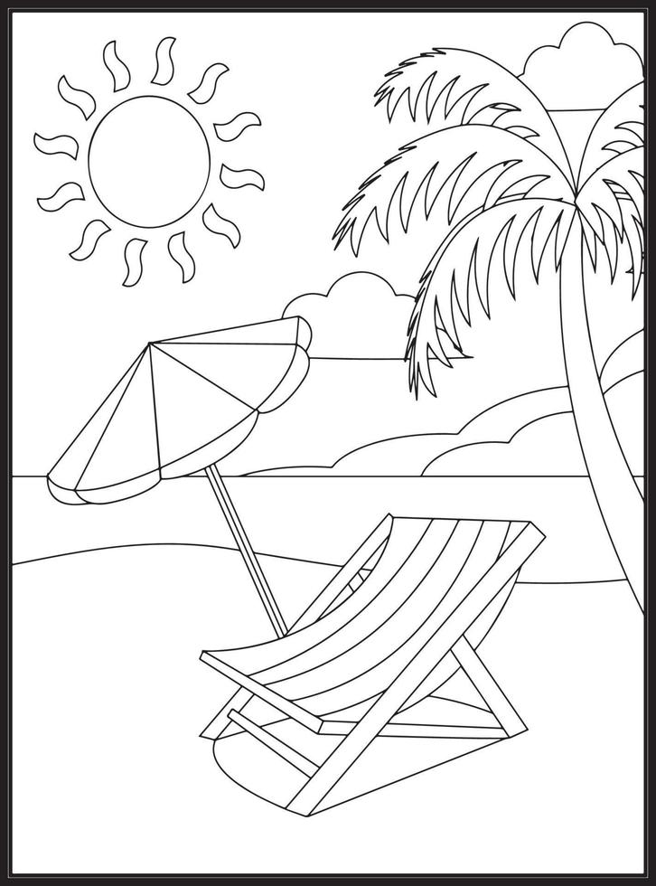 Summer Coloring Pages for Kids vector