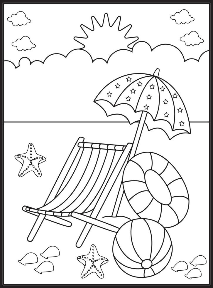 Summer Coloring Pages for Kids 23155139 Vector Art at Vecteezy