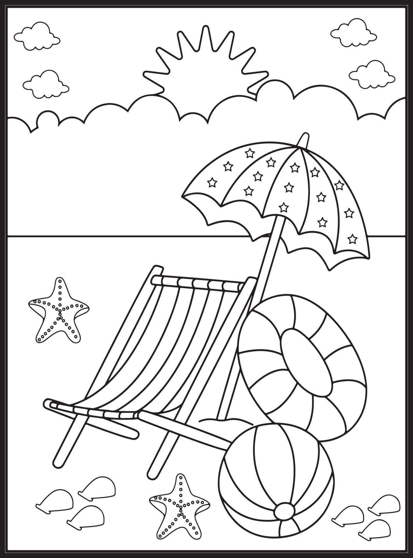 Summer Coloring Pages for Kids 23155139 Vector Art at Vecteezy