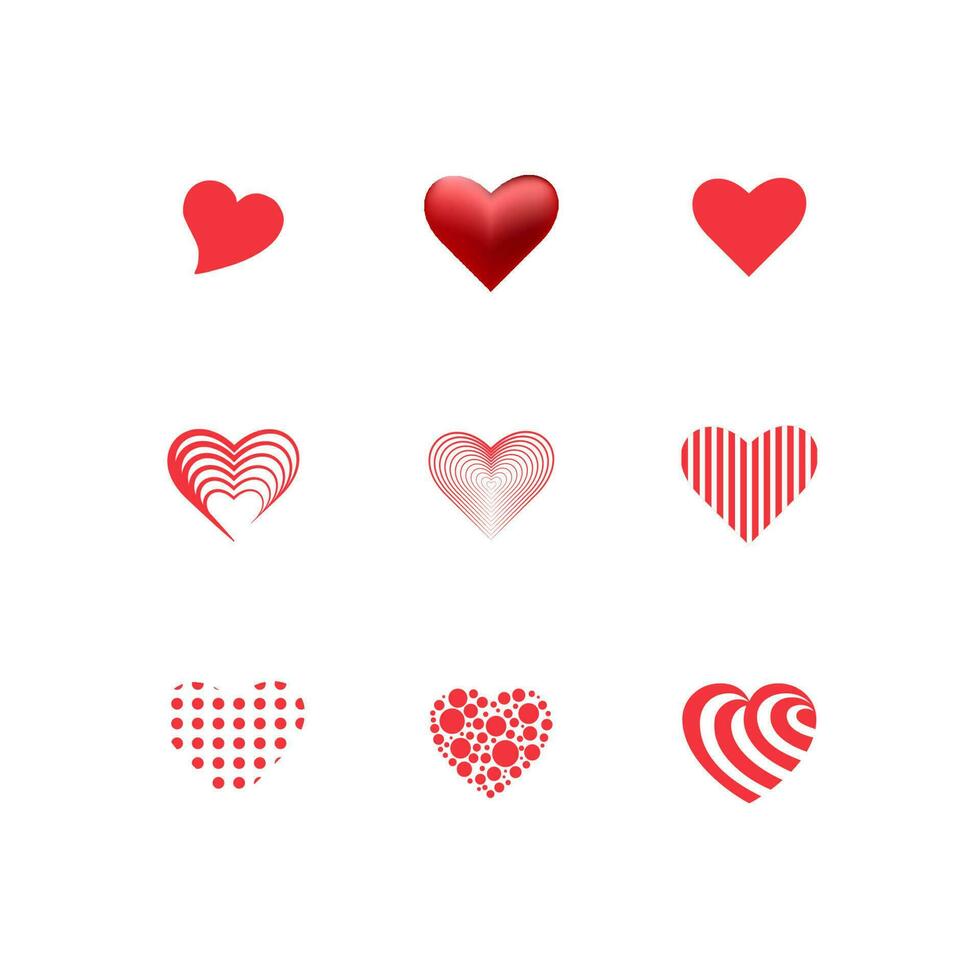 set hearts icon vector with red color