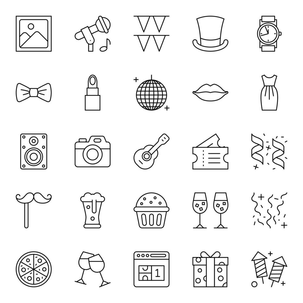 Outline icons for Happy new year. vector