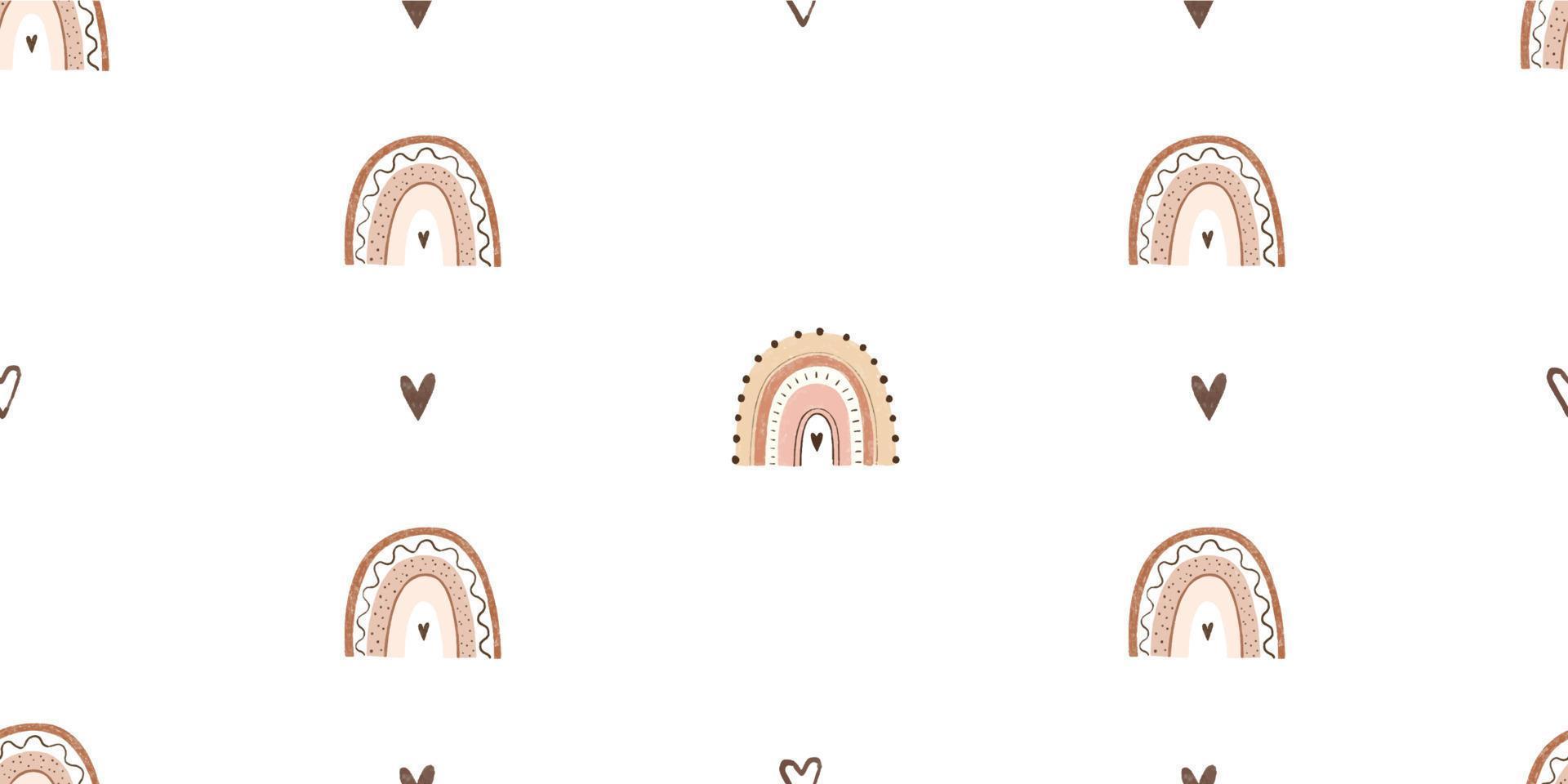 cute childish seamless pattern with boho rainbows, fairy wallart, textile vector