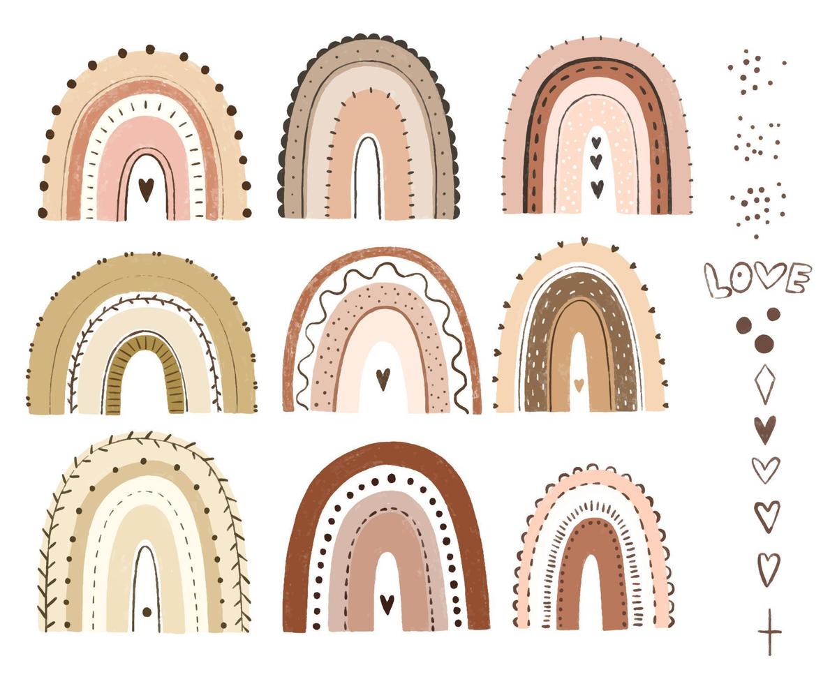 childish illustration with cute fairytail rainbows, childish design vector