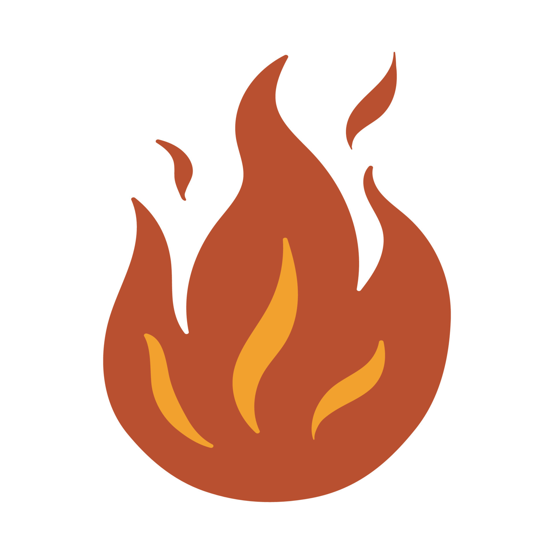 Vector flame doodle illustration. Simple red hot fire in flat design