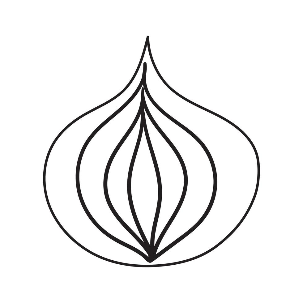 Onion doodle flat illustration on white background. Vector graphics design