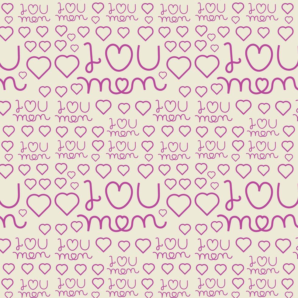 seamless mothers day pattern, I love you mom, mommy,mama ever, Lettering words with heart mother day Repeating Pattern, Happy Mothers day gift seamless word pattern,textiles fabric pink background vector
