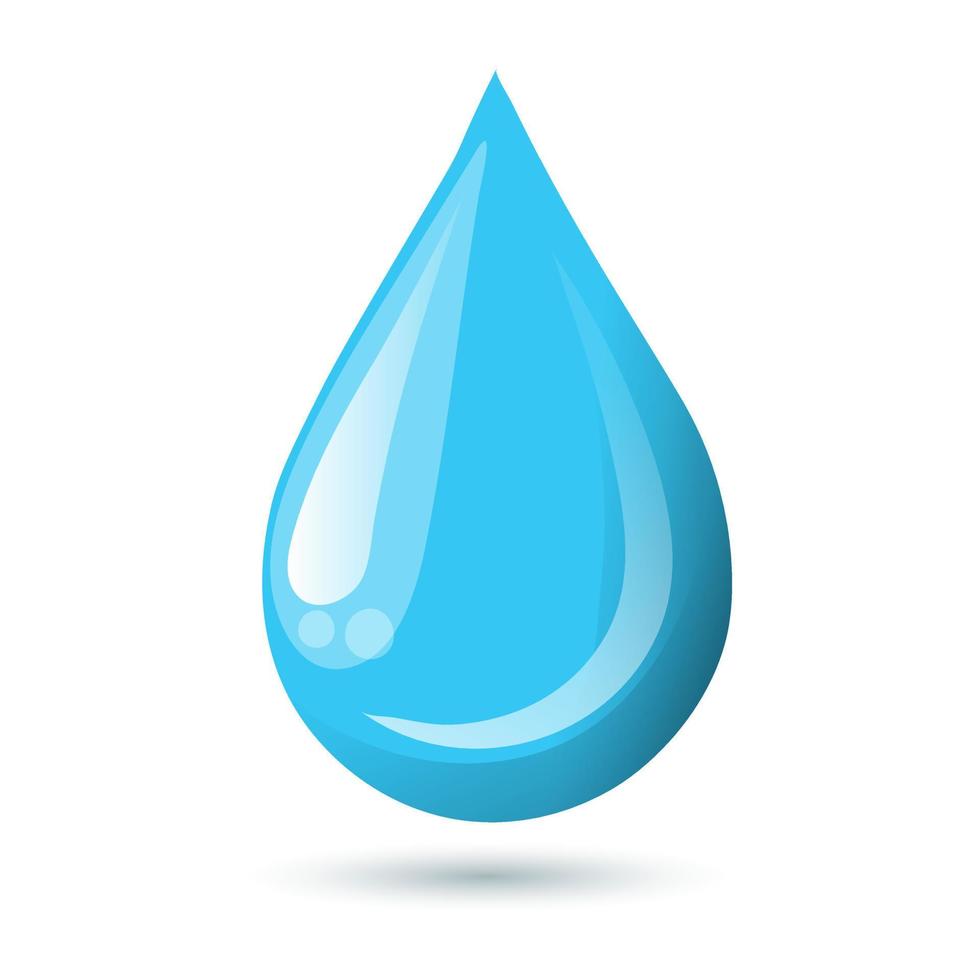 Drop of water on a white background. Rain drop. 3d illustration, vector
