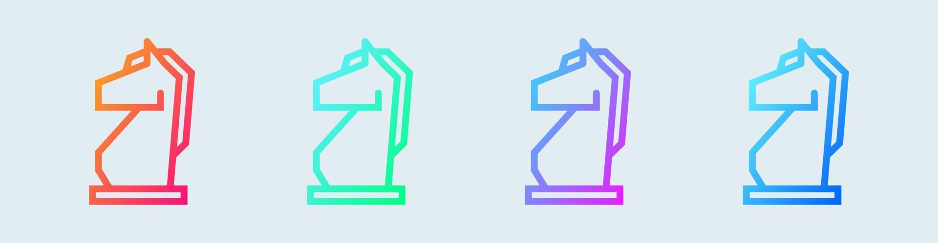 Chess line icon in gradient colors. Horse signs vector illustration.