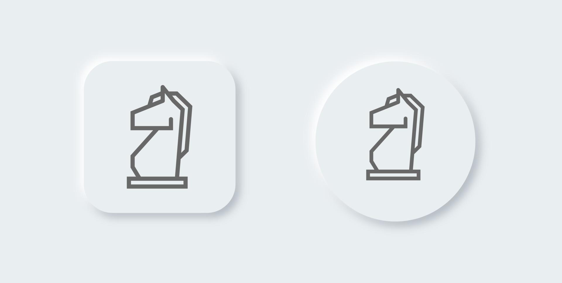 Chess line icon in neomorphic design style. Horse signs vector illustration.