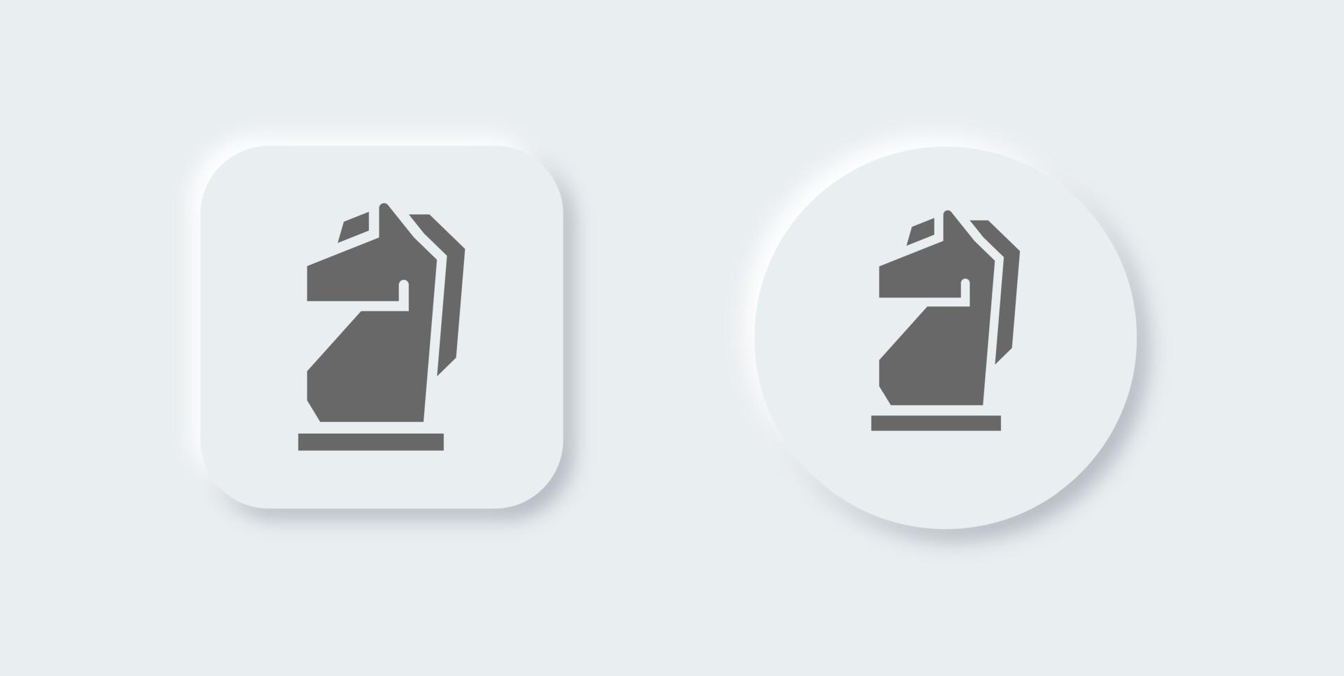 Chess solid icon in neomorphic design style. Horse signs vector illustration.