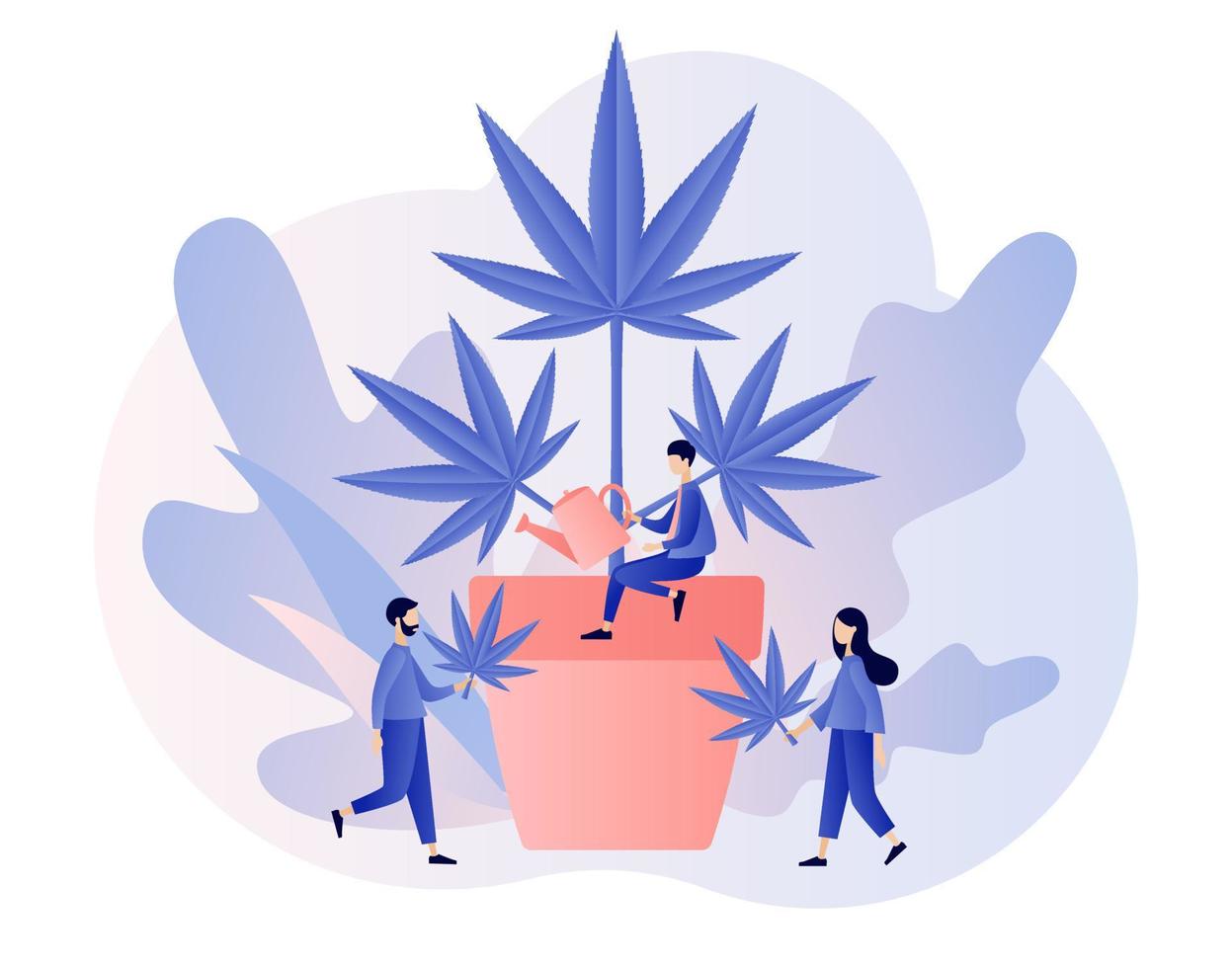 CBD cultivation business. Cannabis medical concept. Distribution of hemp products, retail cannabis business, marijuana sales market. Modern flat cartoon style. Vector illustration on white background