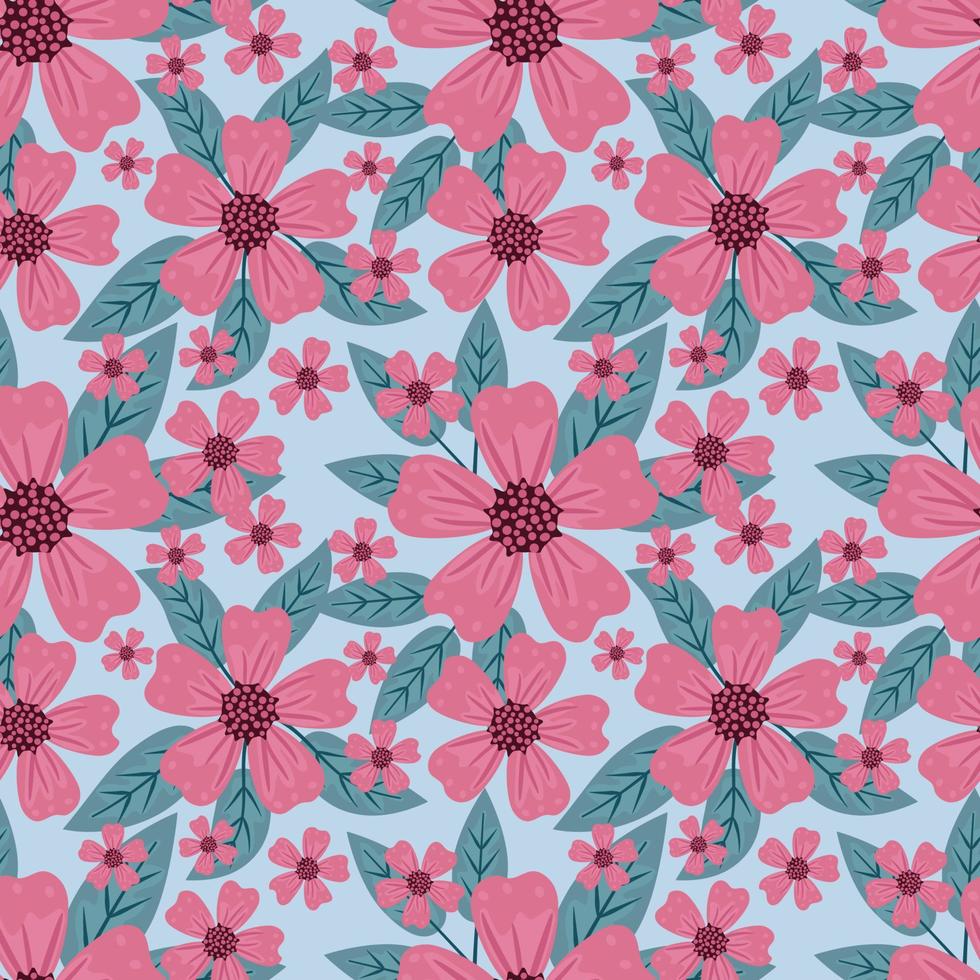 botánicos flores y salir sin costura modelo para tela textil fondo de pantalla. vector