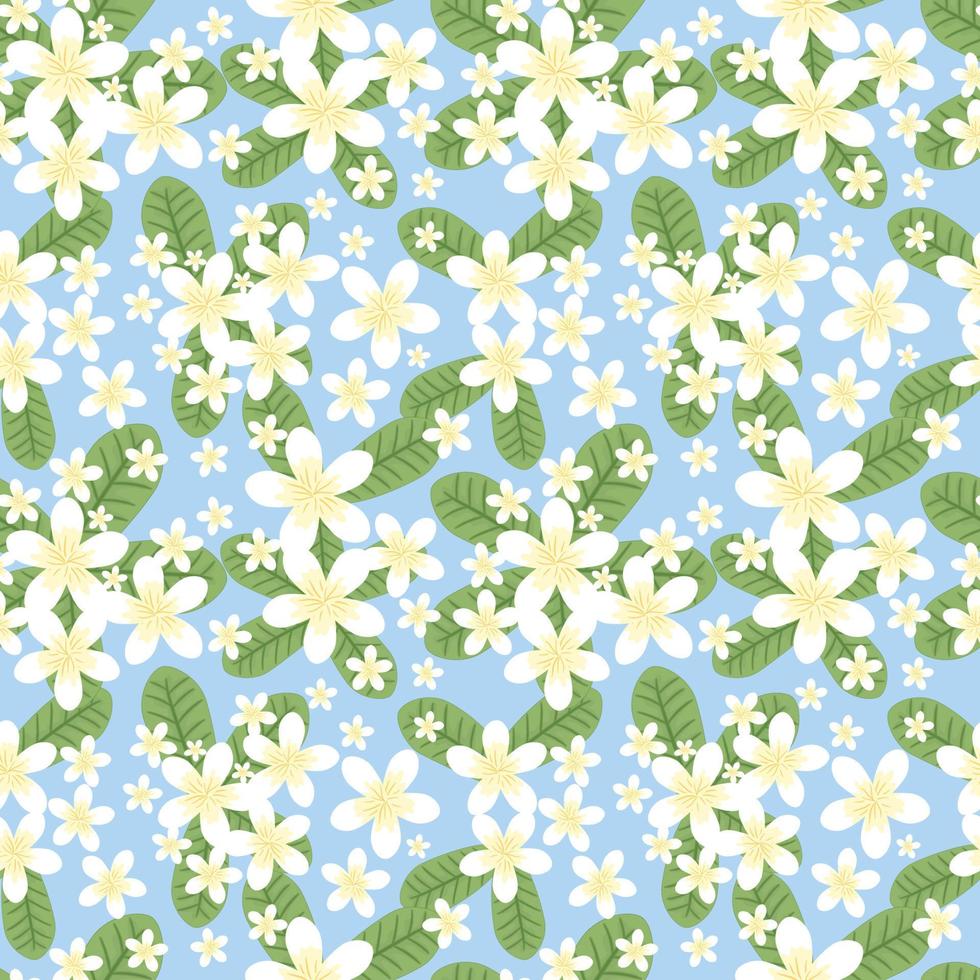 Botanicals Frangipani Flowers and Leave Seamless Pattern vector