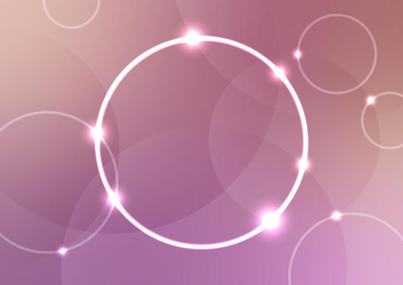 Vivid neon light line circle bubble abstract pink dynamic background vector