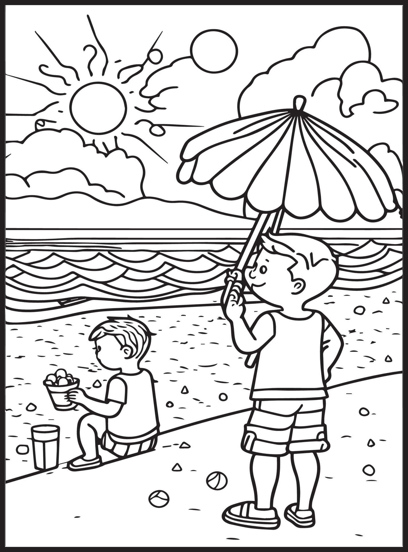 Summer Coloring Pages for kids 23156388 Vector Art at Vecteezy