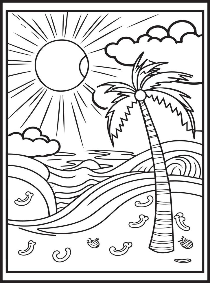 Summer Coloring Pages for kids vector