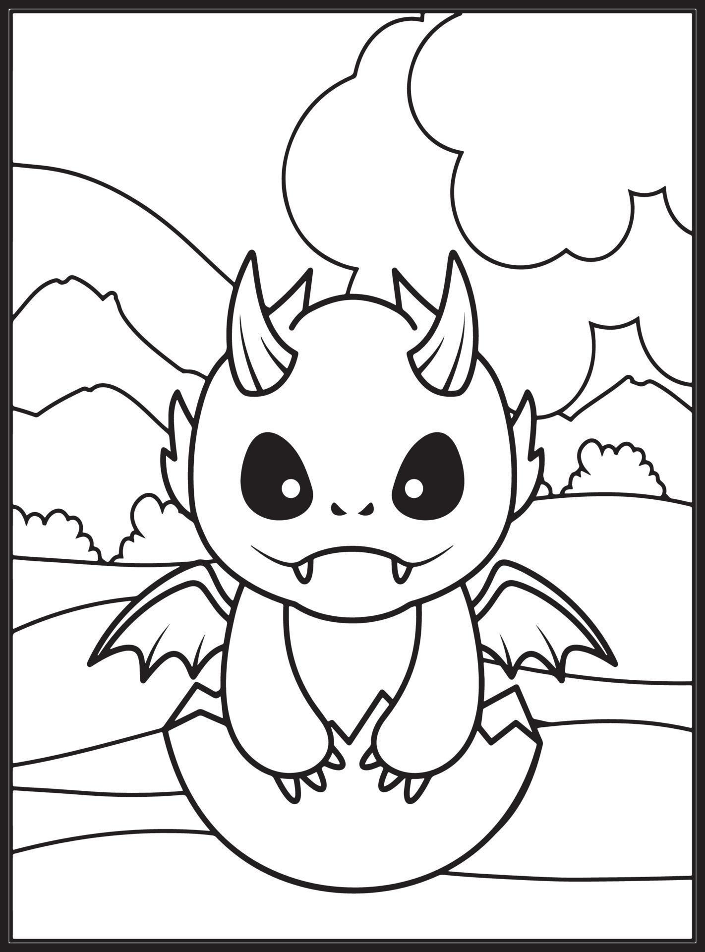 Dragon Coloring Pages for Kids 23156436 Vector Art at Vecteezy