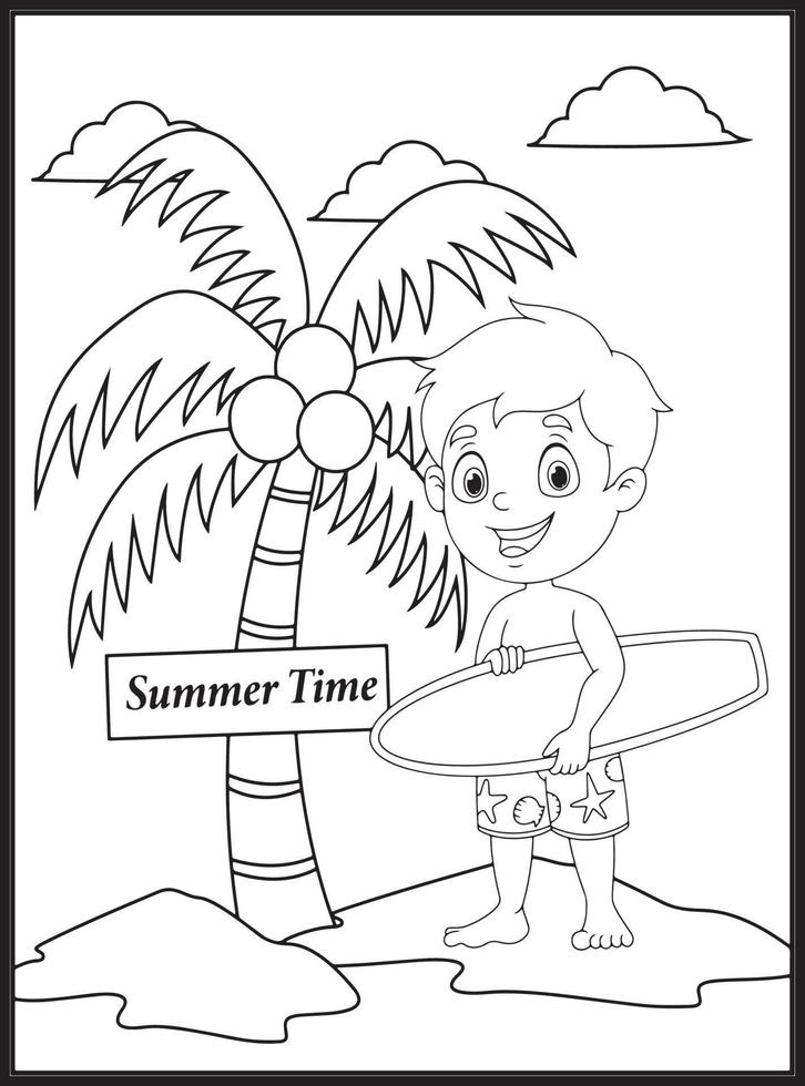 dibujos de verano para colorear para niños vector