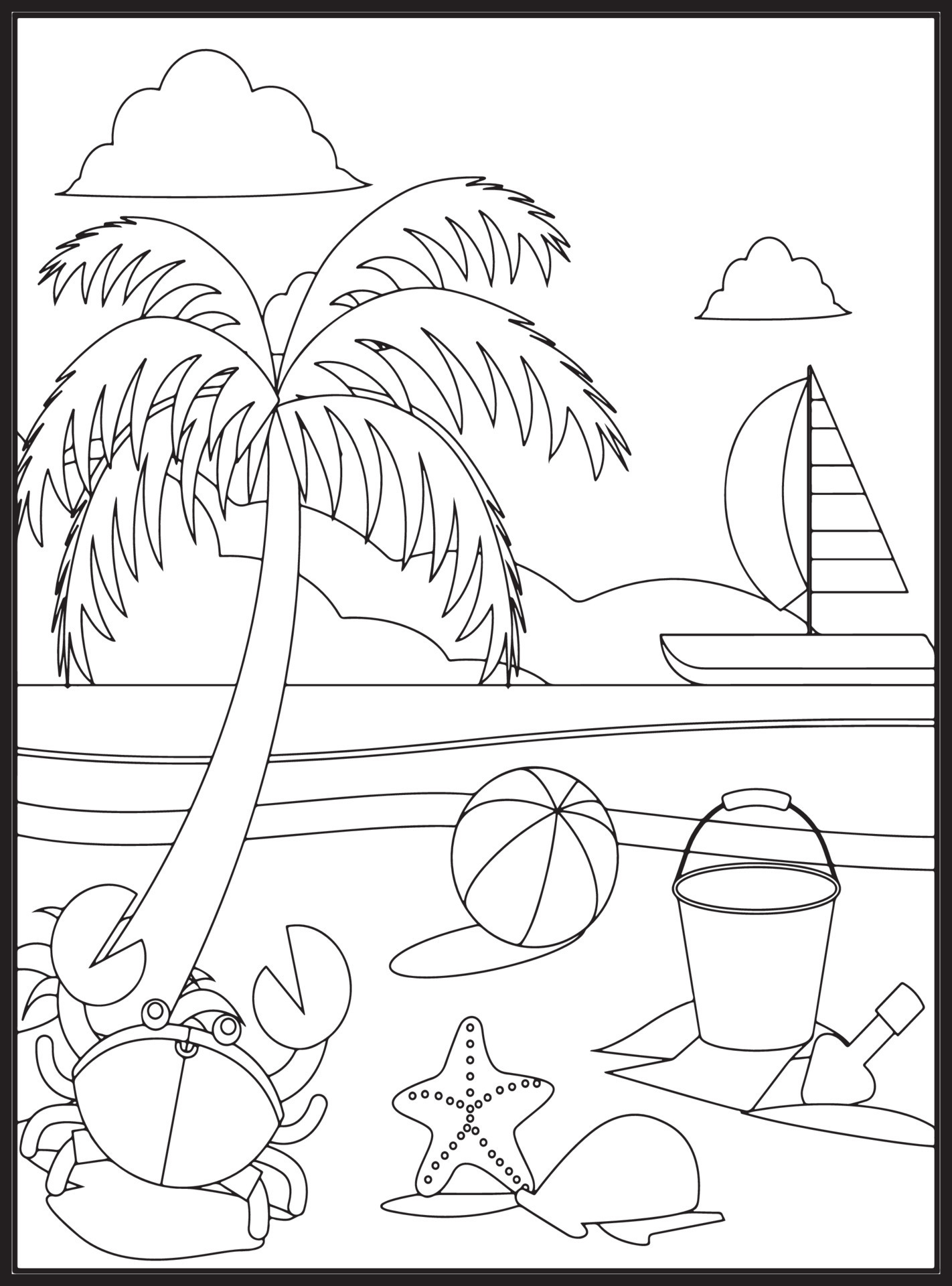 Summer Coloring Pages for Kids 23156446 Vector Art at Vecteezy