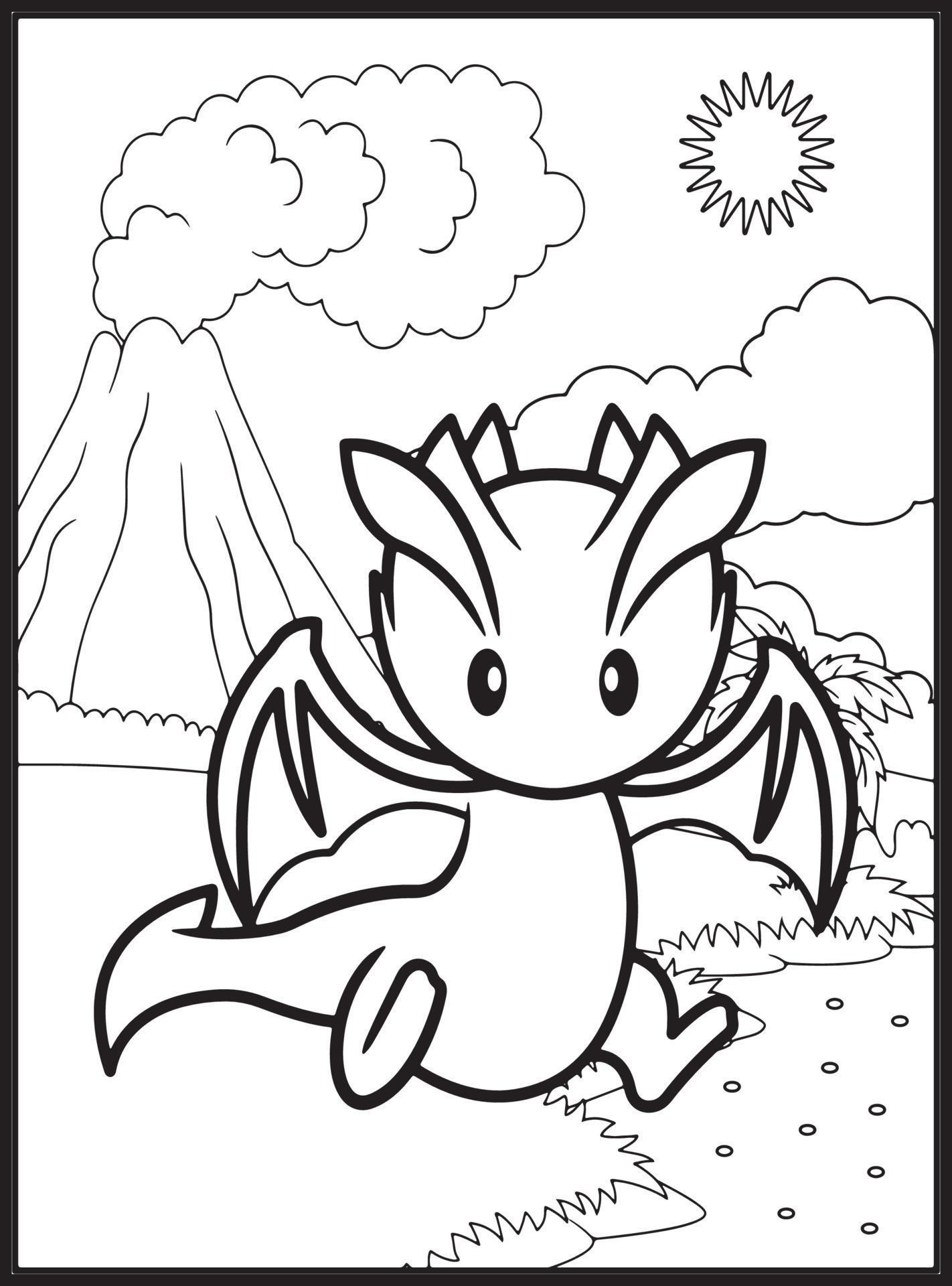 Dragon Coloring Pages for Kids 23156447 Vector Art at Vecteezy