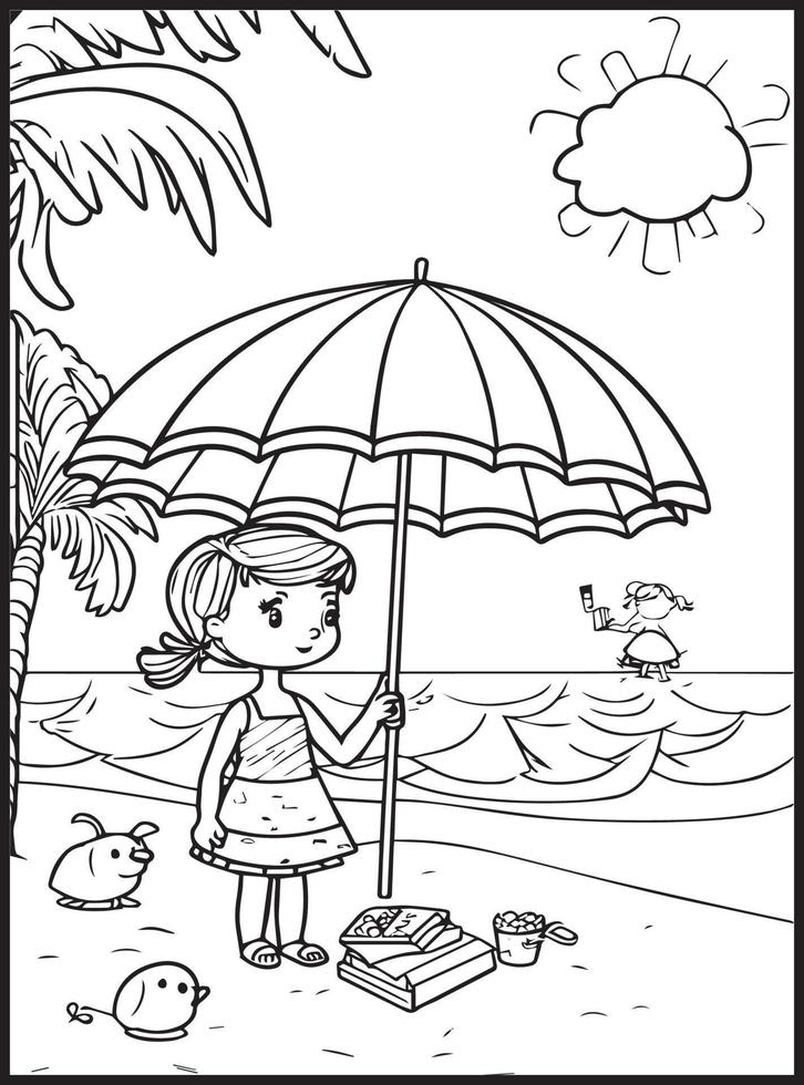 Summer Coloring Pages for kids vector