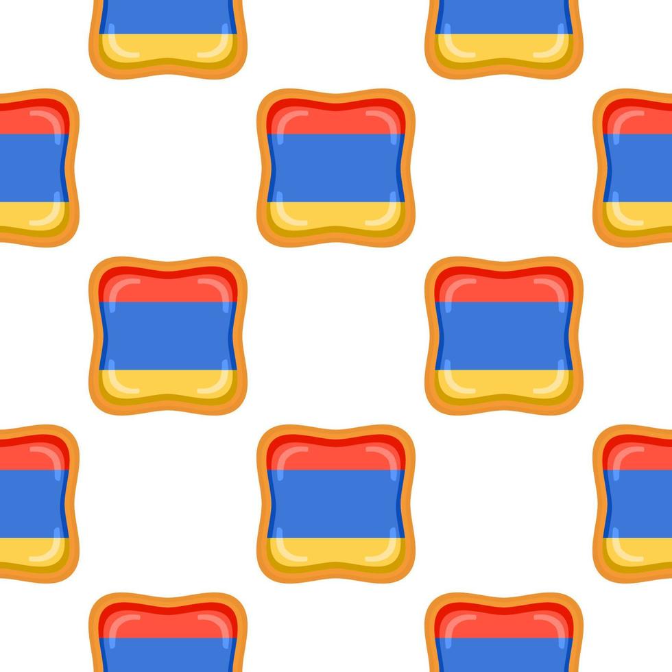 Pattern cookie with flag country Armenia in tasty biscuit vector