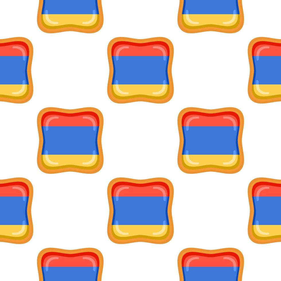 Pattern cookie with flag country Armenia in tasty biscuit vector