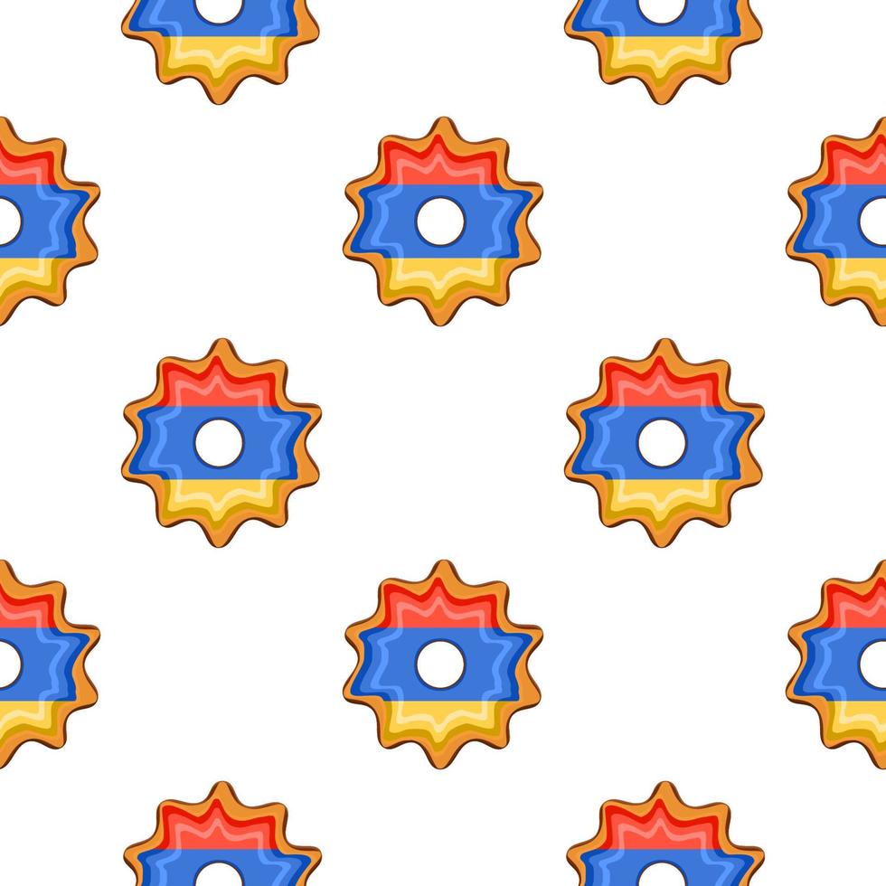 Pattern cookie with flag country Armenia in tasty biscuit vector