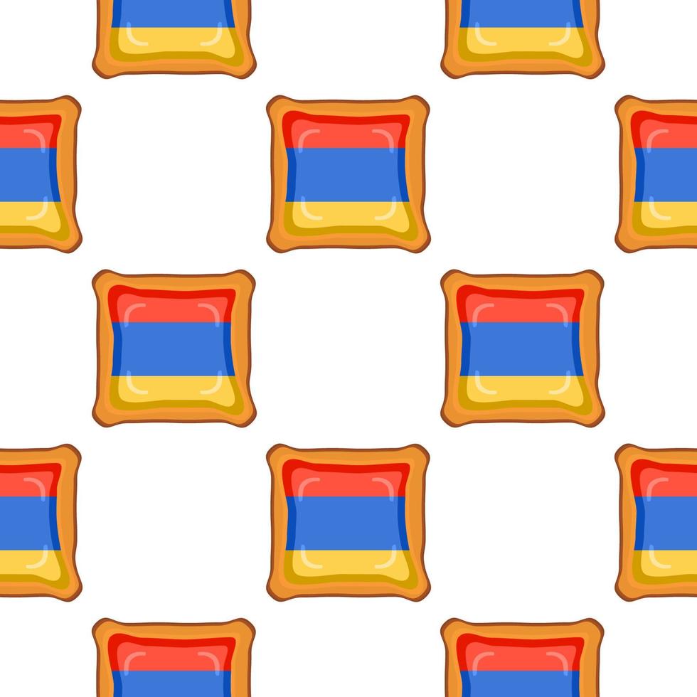 Pattern cookie with flag country Armenia in tasty biscuit vector