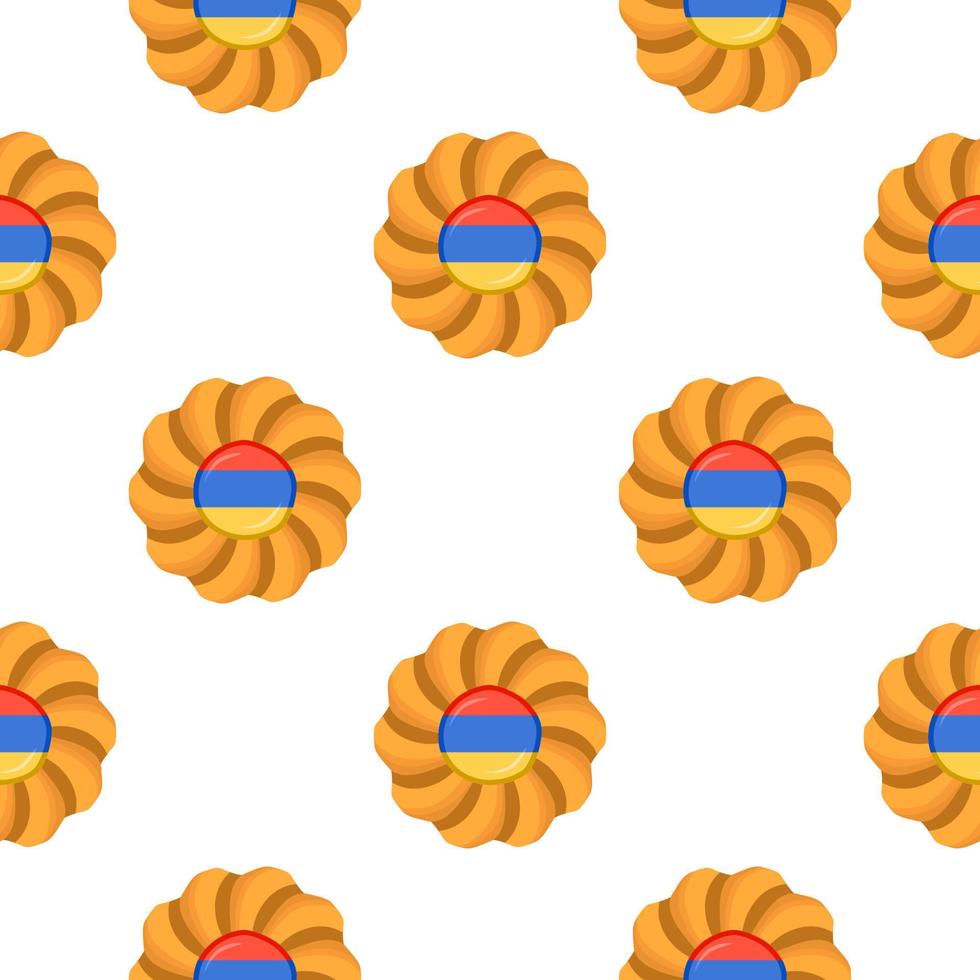 Pattern cookie with flag country Armenia in tasty biscuit vector