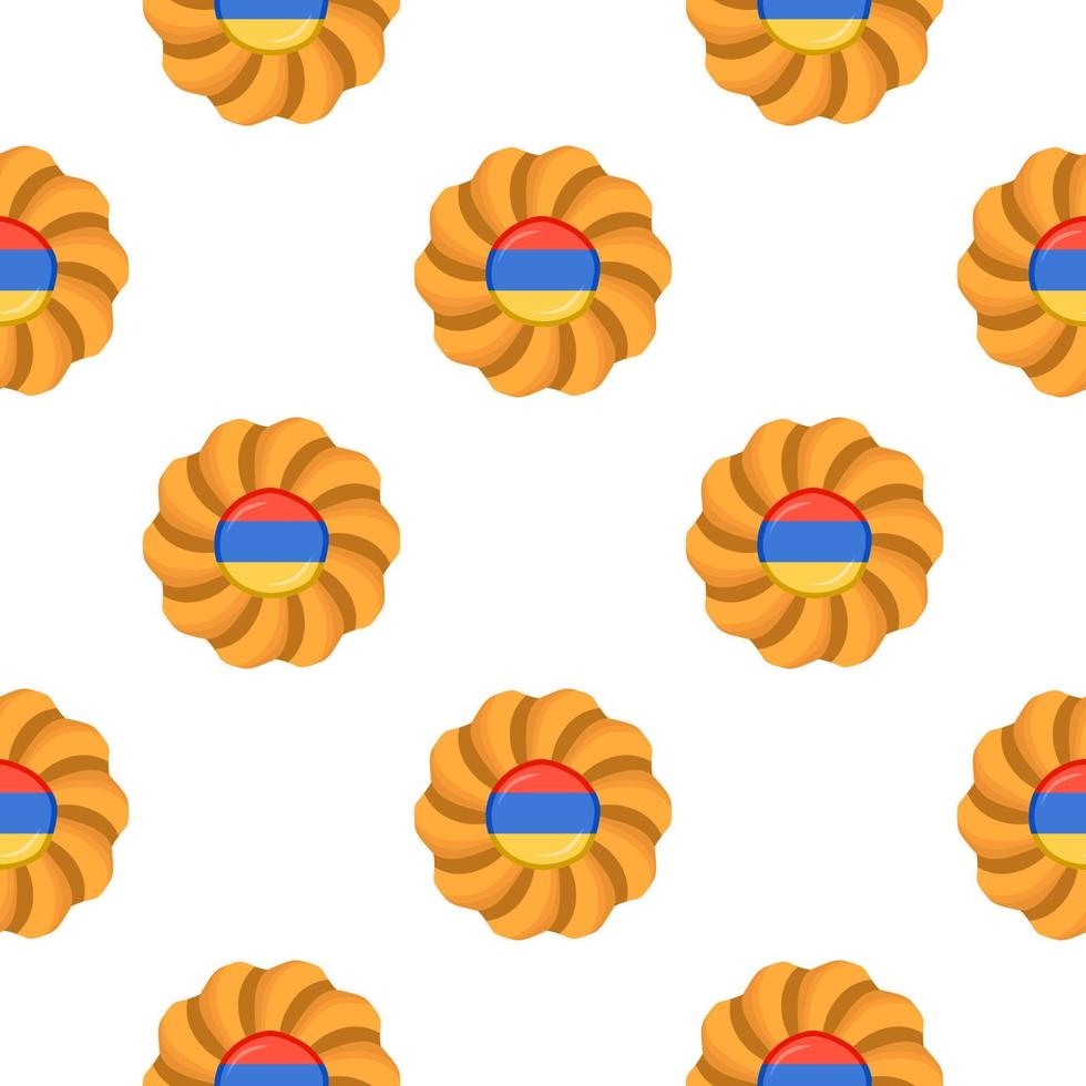 Pattern cookie with flag country Armenia in tasty biscuit vector