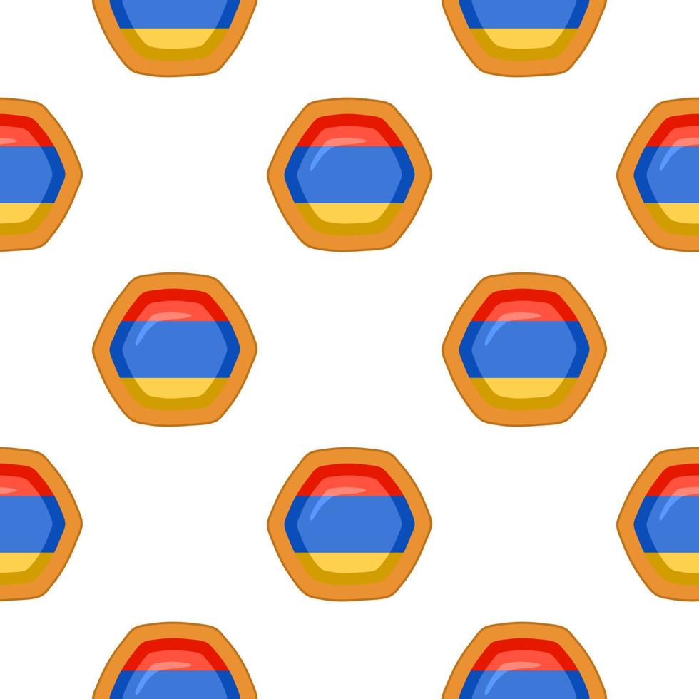 Pattern cookie with flag country Armenia in tasty biscuit vector