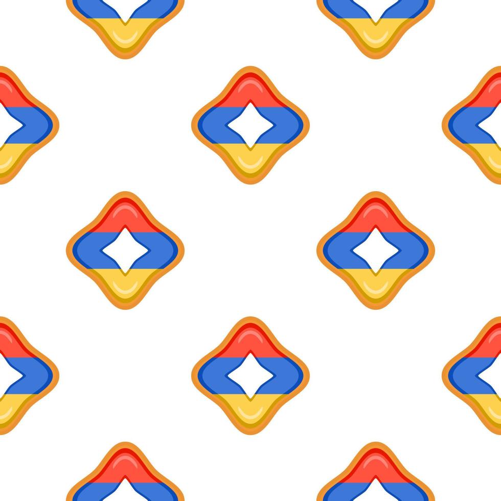 Pattern cookie with flag country Armenia in tasty biscuit vector