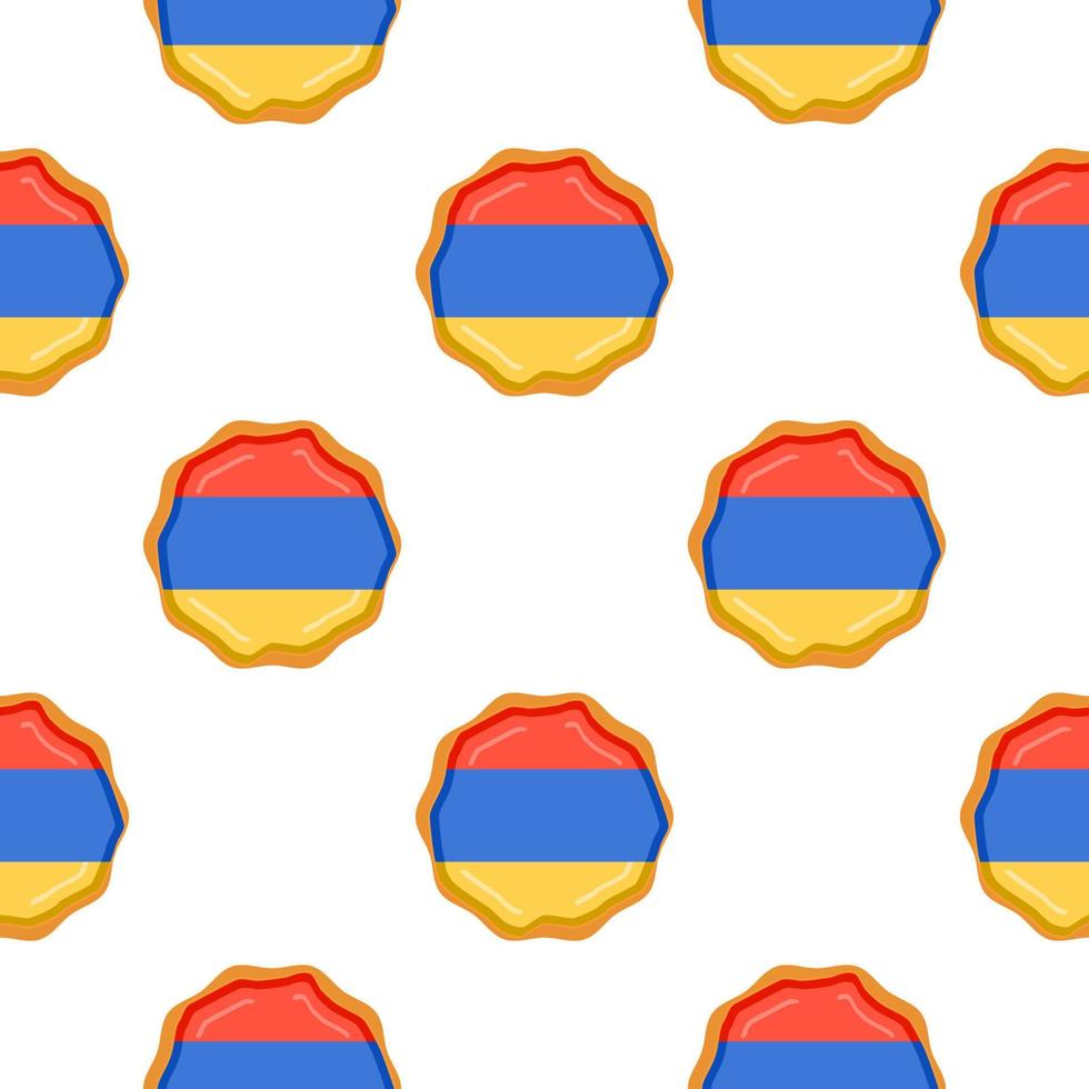 Pattern cookie with flag country Armenia in tasty biscuit vector