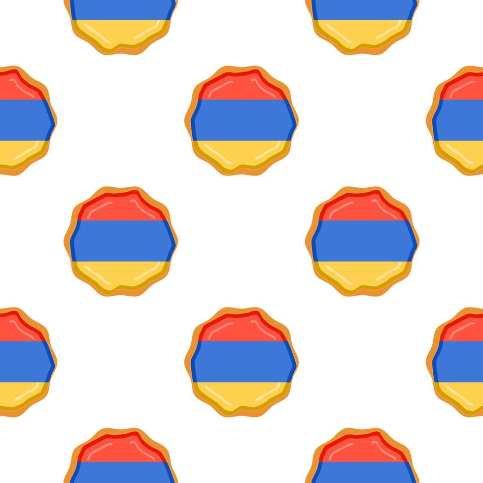 Pattern cookie with flag country Armenia in tasty biscuit vector