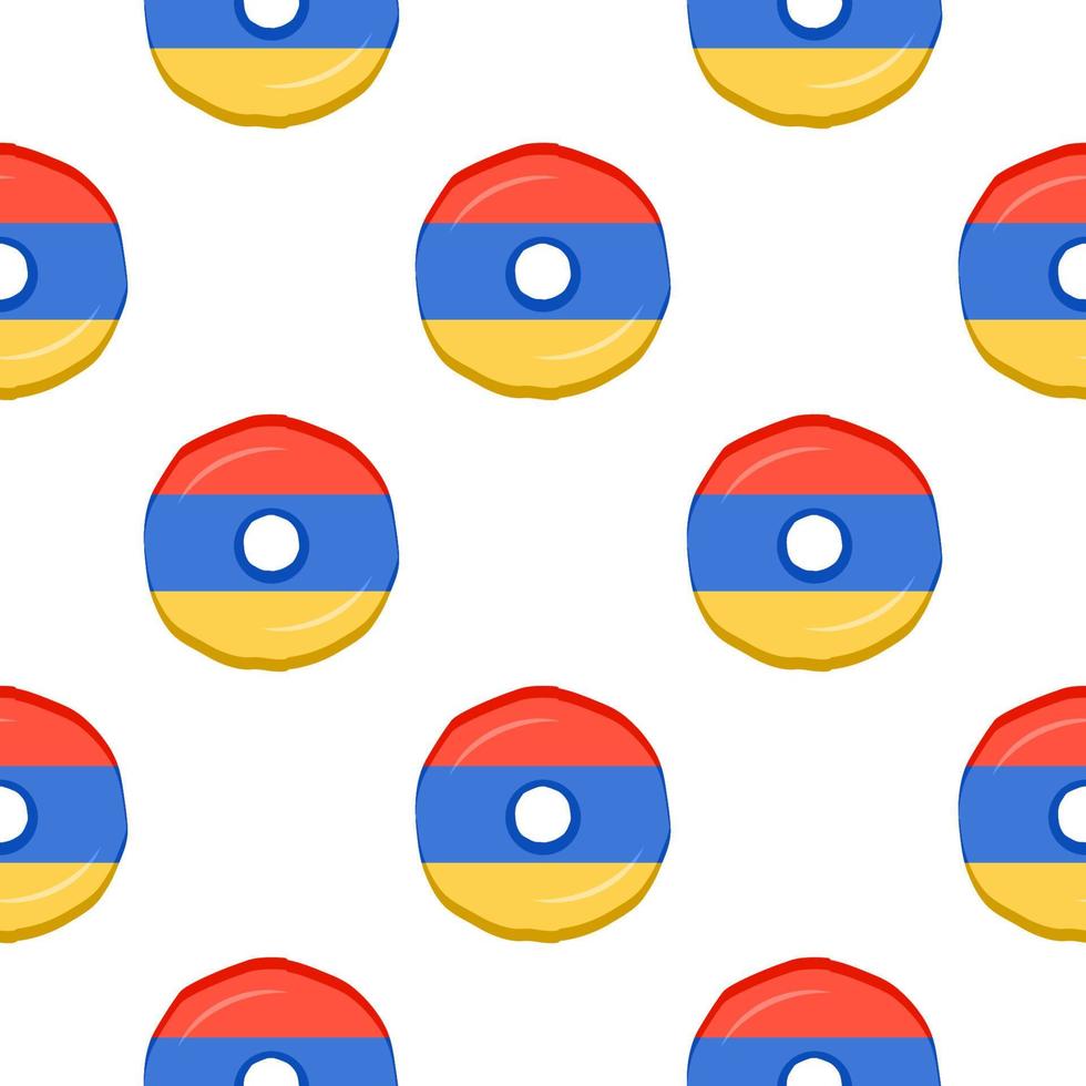 Pattern cookie with flag country Armenia in tasty biscuit vector