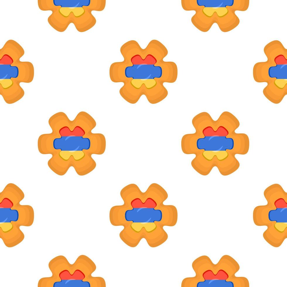 Pattern cookie with flag country Armenia in tasty biscuit vector