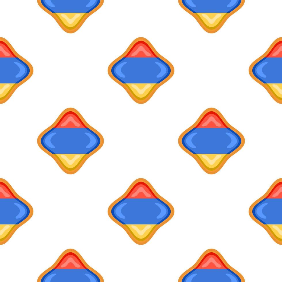 Pattern cookie with flag country Armenia in tasty biscuit vector