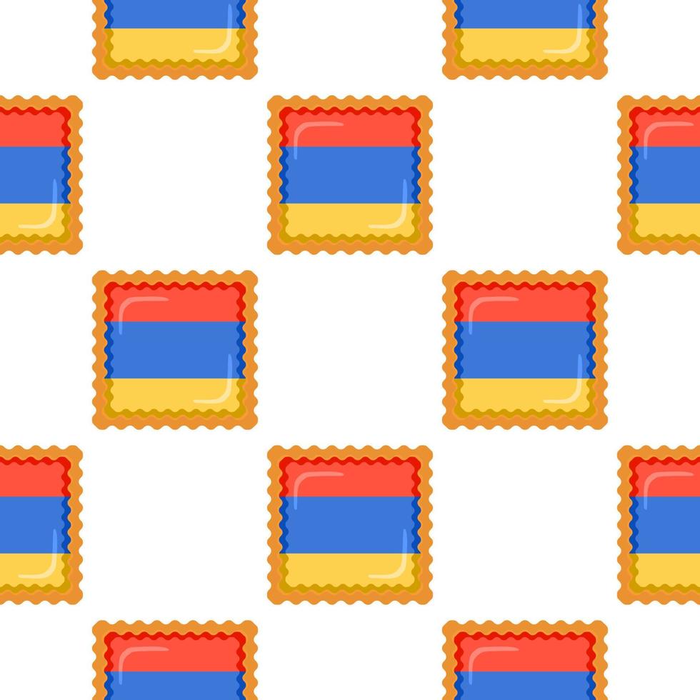 Pattern cookie with flag country Armenia in tasty biscuit vector