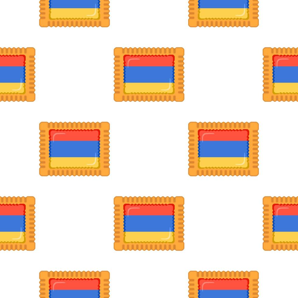 Pattern cookie with flag country Armenia in tasty biscuit vector