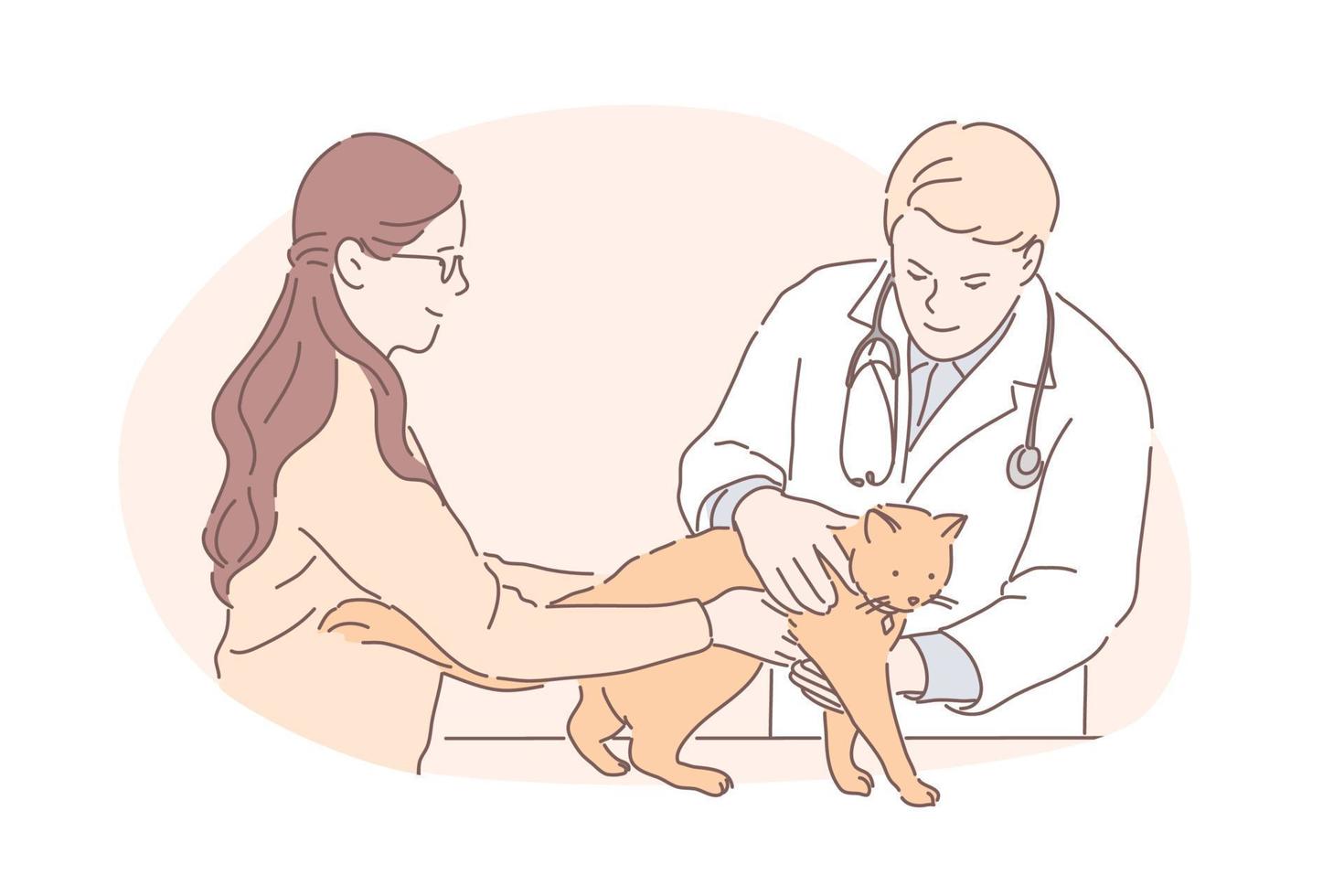 Pet hospital, vet clinic, animal treatment concept vector