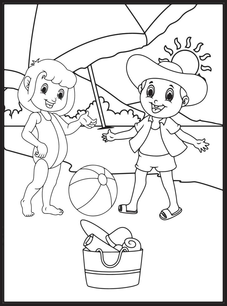Summer Coloring Pages for Kids 23156599 Vector Art at Vecteezy