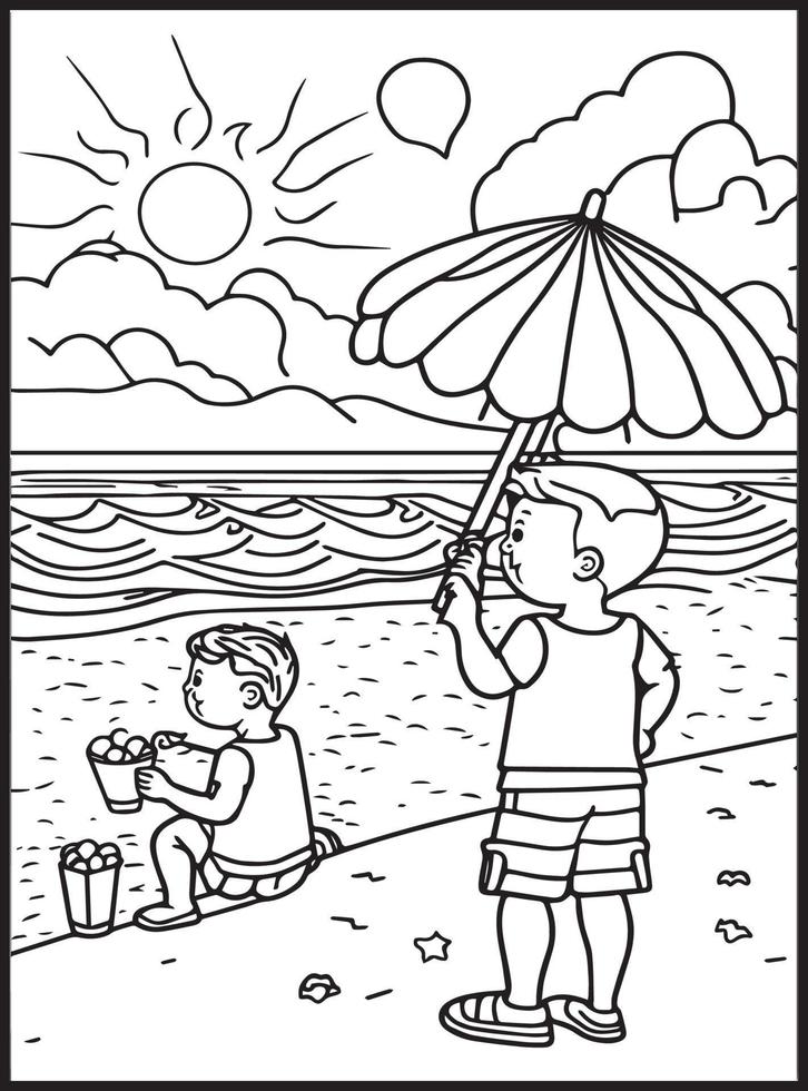 Summer Coloring Pages for kids 23156601 Vector Art at Vecteezy