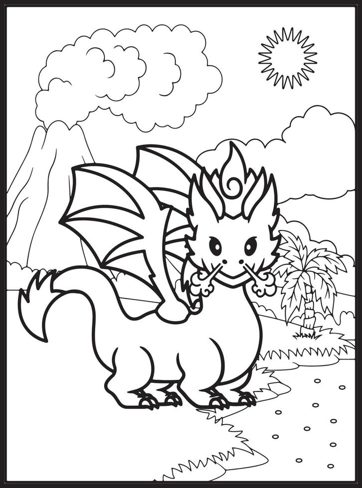 Dragon Coloring Pages for Kids vector